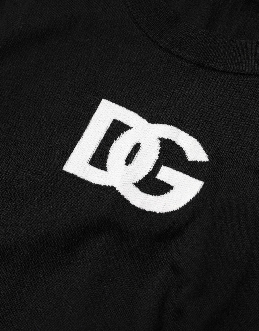 Dolce & Gabbana Black Wool DG Crew Neck Men Pullover Sweater - IT50 | L