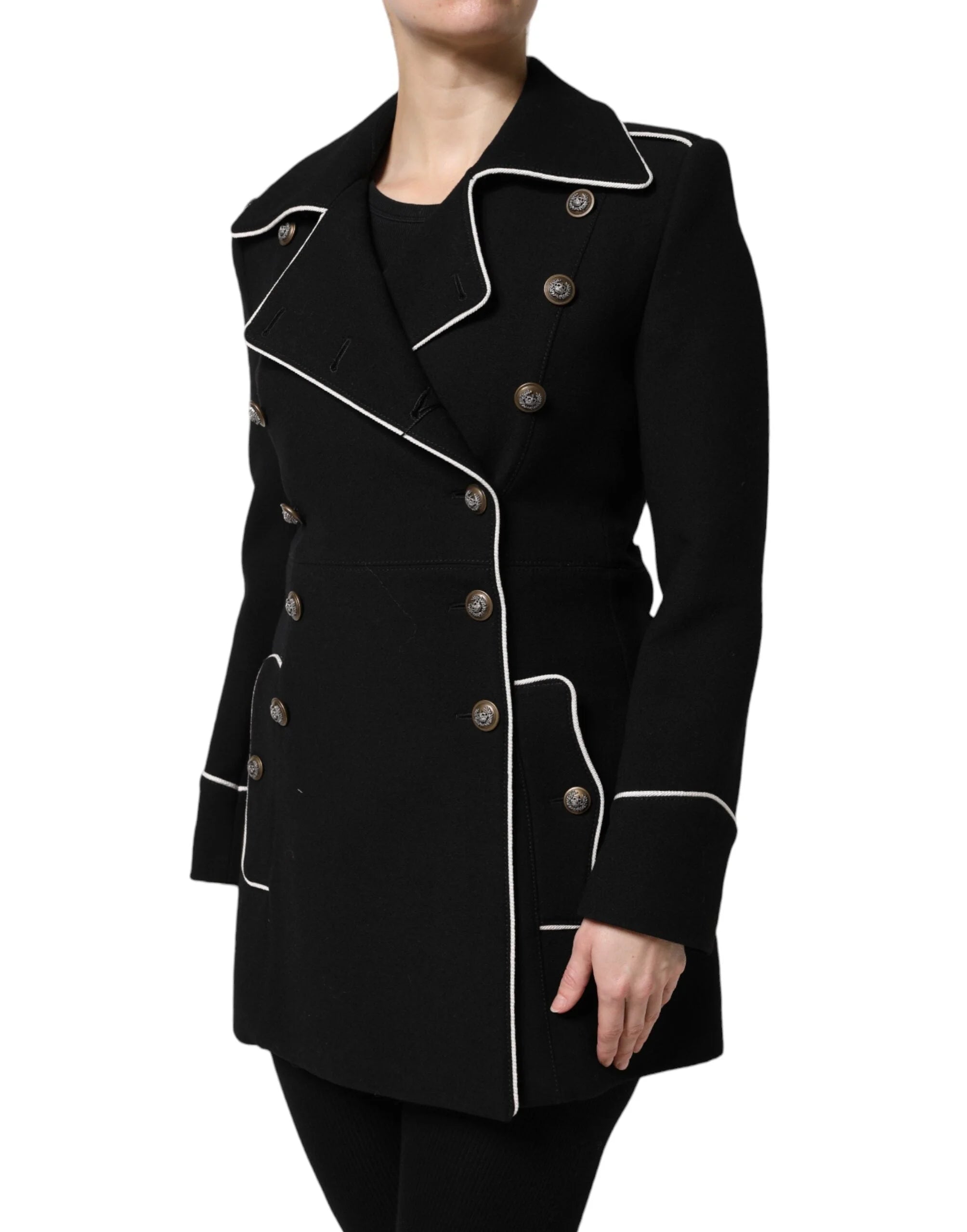 Dolce & Gabbana Black Wool Double Breasted Blazer Jacket - Overcoats