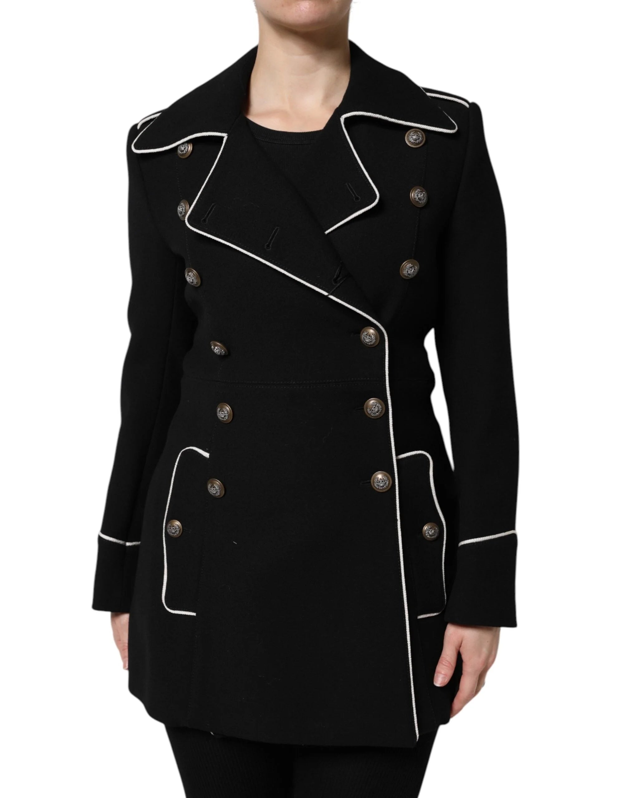 Dolce & Gabbana Black Wool Double Breasted Blazer Jacket - Overcoats