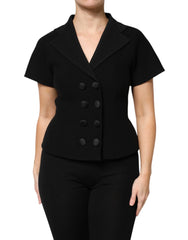 Dolce & Gabbana Black Wool Double Breasted Coat Jacket - Wrap Coats