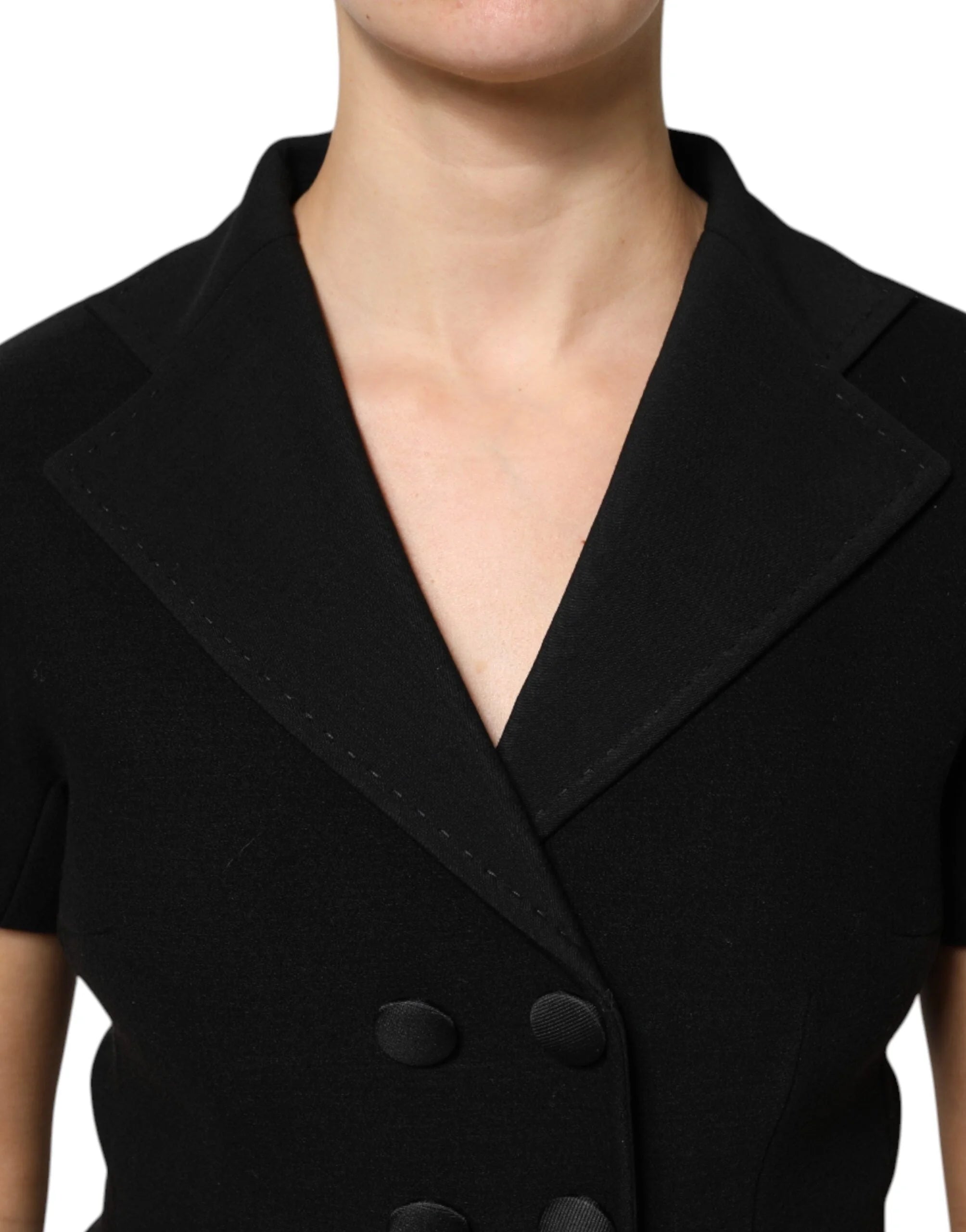 Dolce & Gabbana Black Wool Double Breasted Coat Jacket - Wrap Coats