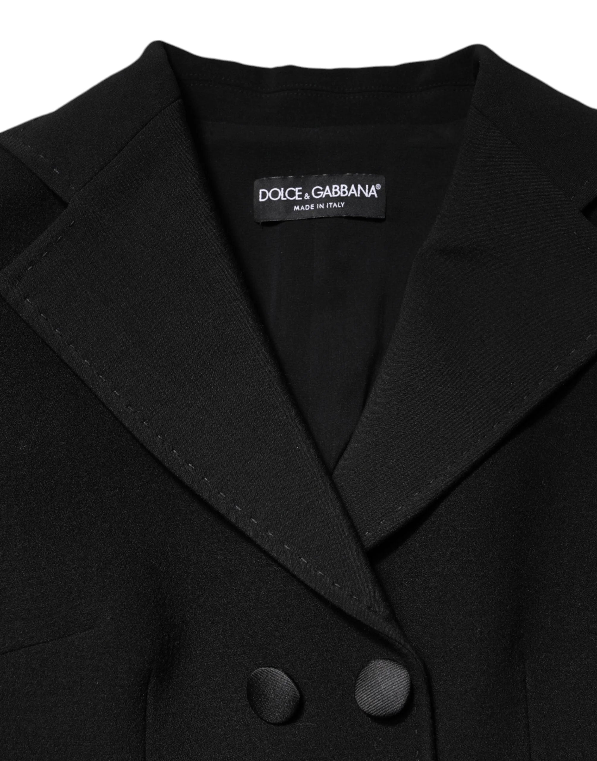 Dolce & Gabbana Black Wool Double Breasted Coat Jacket - Wrap Coats