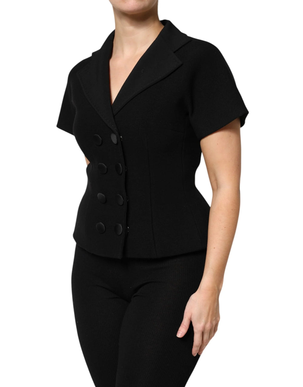 Dolce & Gabbana Black Wool Double Breasted Coat Jacket - Wrap Coats