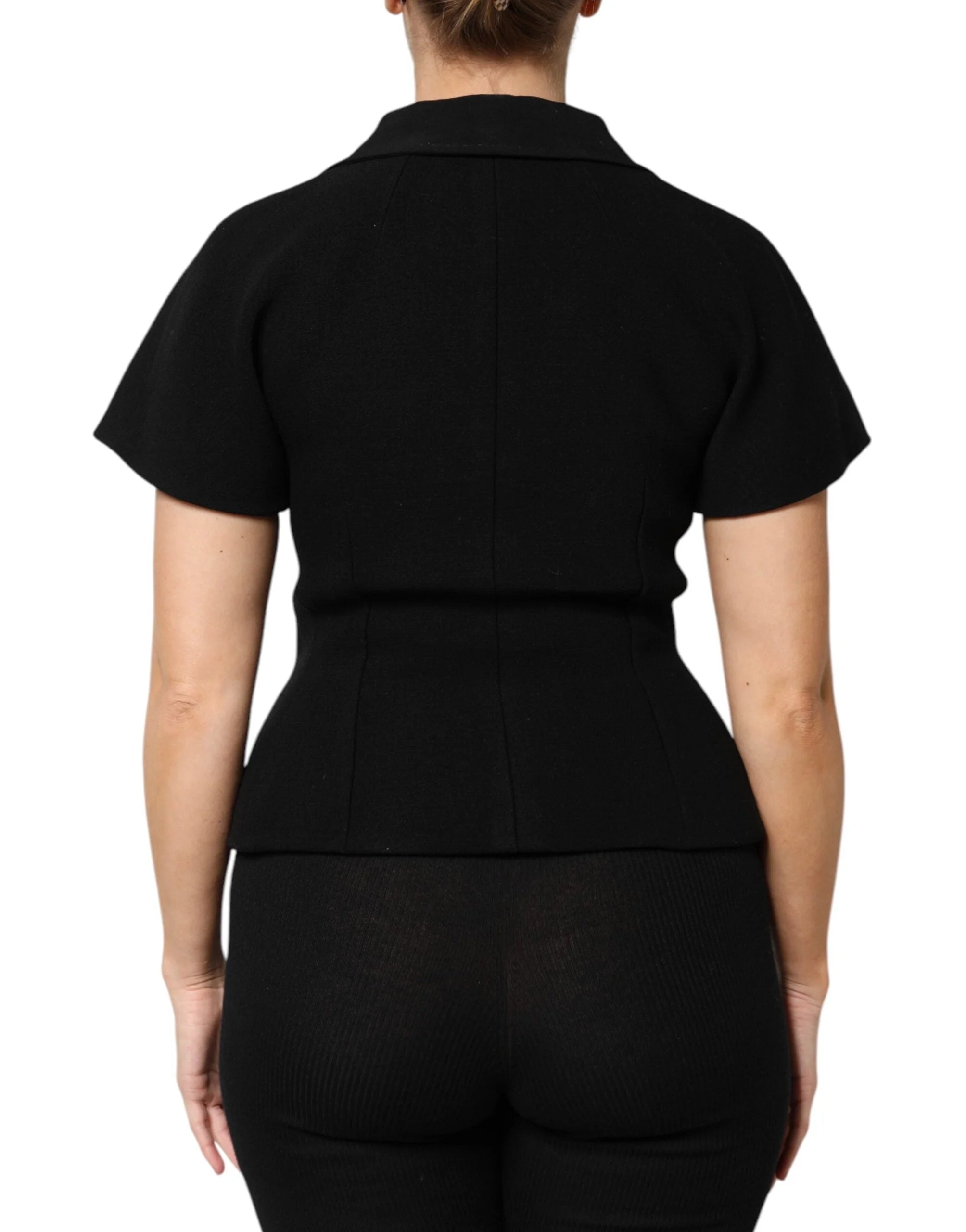 Dolce & Gabbana Black Wool Double Breasted Coat Jacket - Wrap Coats