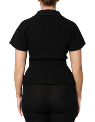 Dolce & Gabbana Black Wool Double Breasted Coat Jacket - Wrap Coats