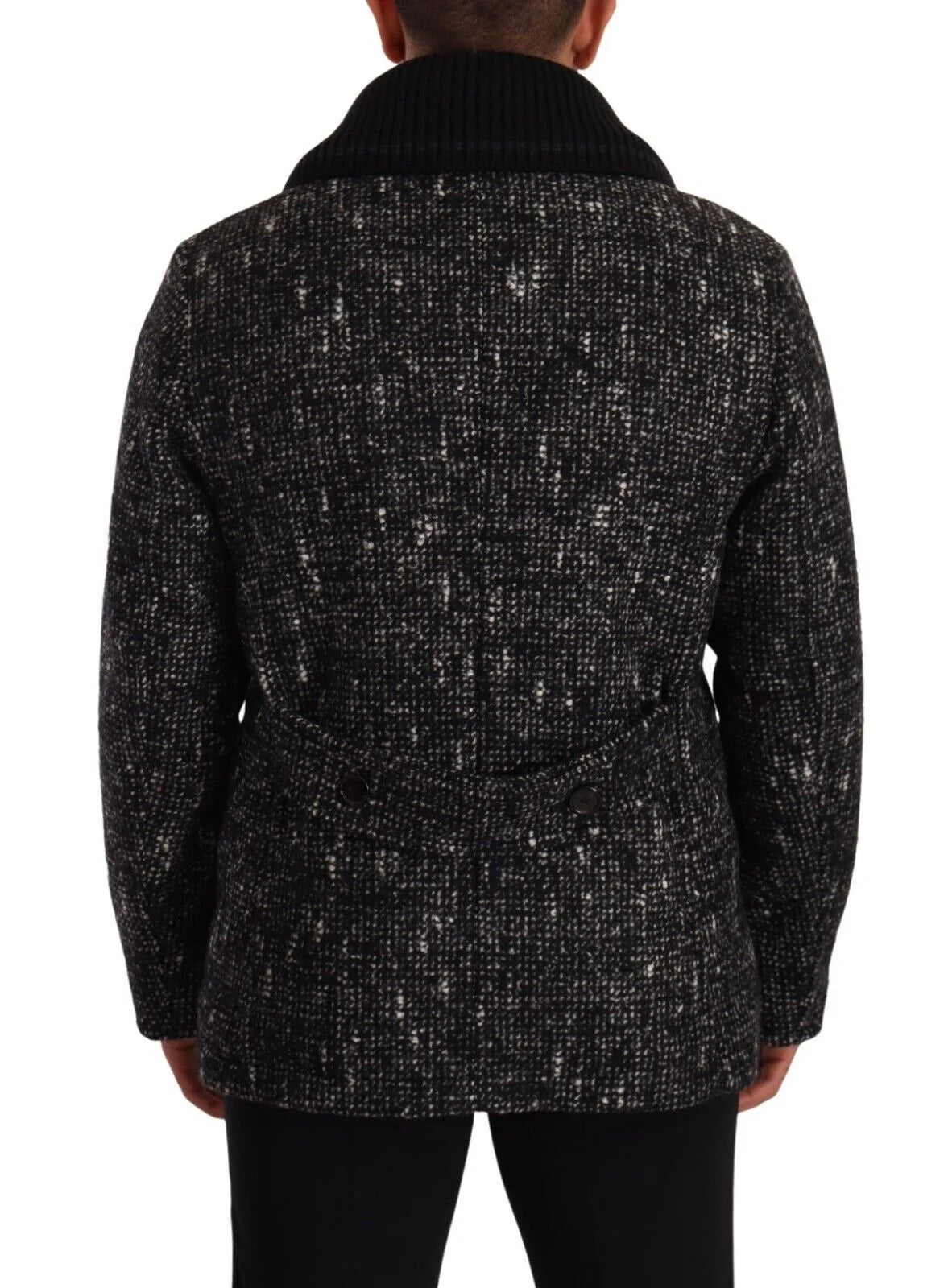 Dolce & Gabbana Black Wool Double Breasted Coat Men Jacket - IT48 | M - Overcoats