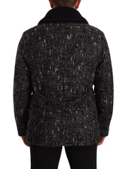 Dolce & Gabbana Black Wool Double Breasted Coat Men Jacket - IT48 | M - Overcoats