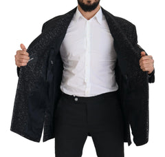 Dolce & Gabbana Black Wool Double Breasted Coat Men Jacket - IT52 | L - Overcoats