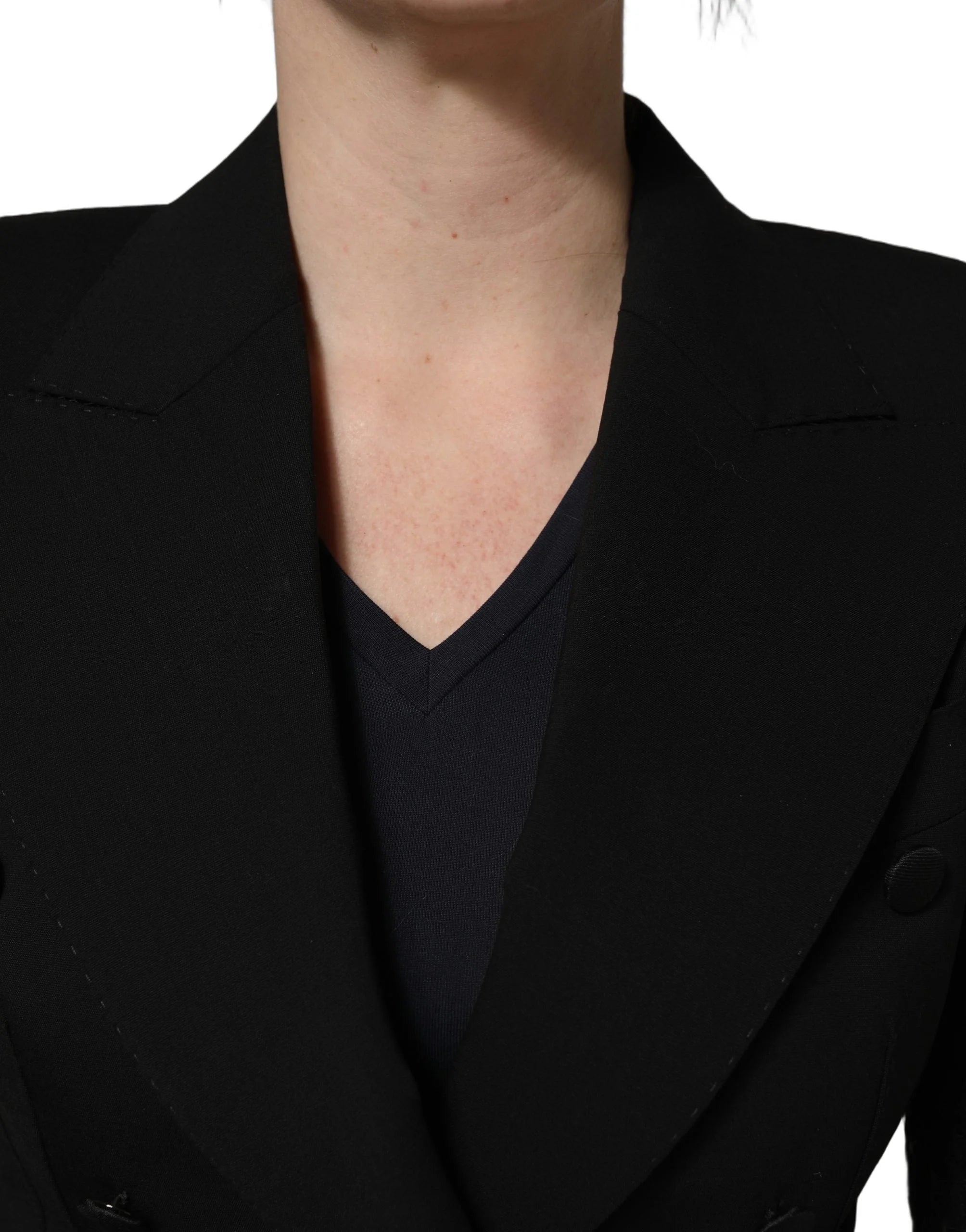 Dolce & Gabbana Black Wool DoubleBreasted Lace Sleeve Jacket - IT38 | XS