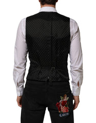 Dolce & Gabbana Black Wool Dress Formal Men Waistcoat Vest - IT48 | M