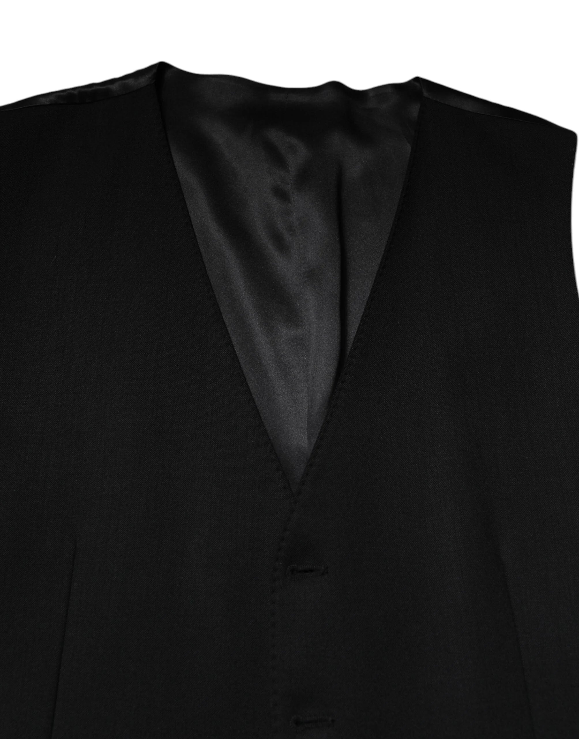 Dolce & Gabbana Black Wool Dress Formal Men Waistcoat Vest - Vests
