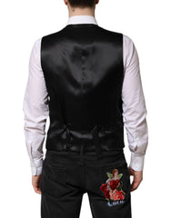 Dolce & Gabbana Black Wool Dress Formal Men Waistcoat Vest - Vests