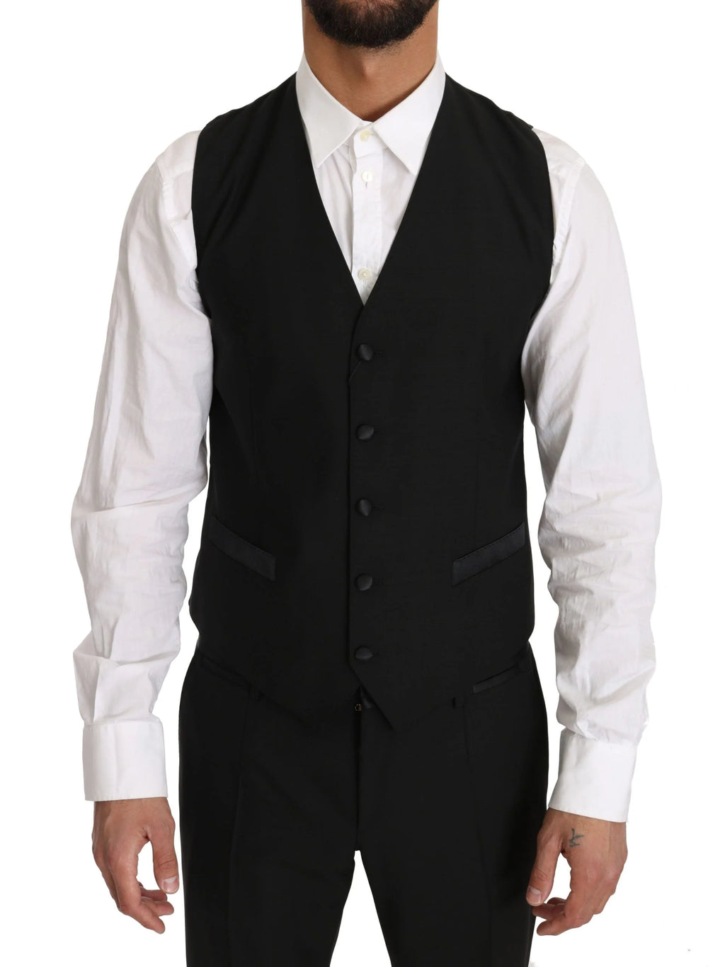 Dolce & Gabbana Black Wool Dress Waistcoat Gillet Vest - IT48 | M - Vests
