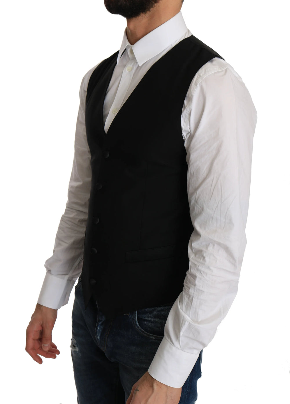 Dolce & Gabbana Black Wool Dress Waistcoat - IT44 | XS - Vests