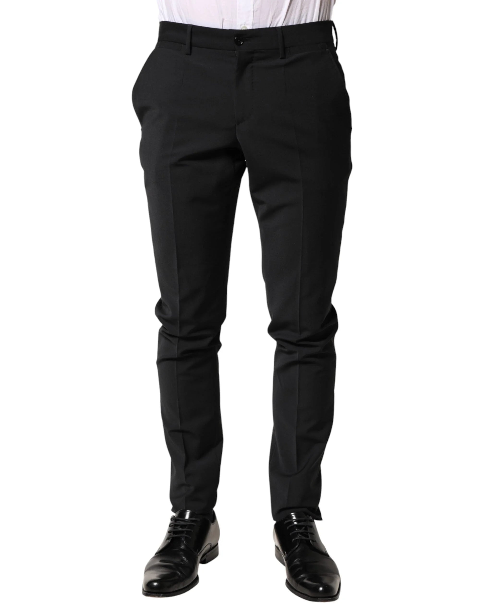 Dolce & Gabbana Black Wool Formal Dress Men Trouser Pants - IT44 | XS
