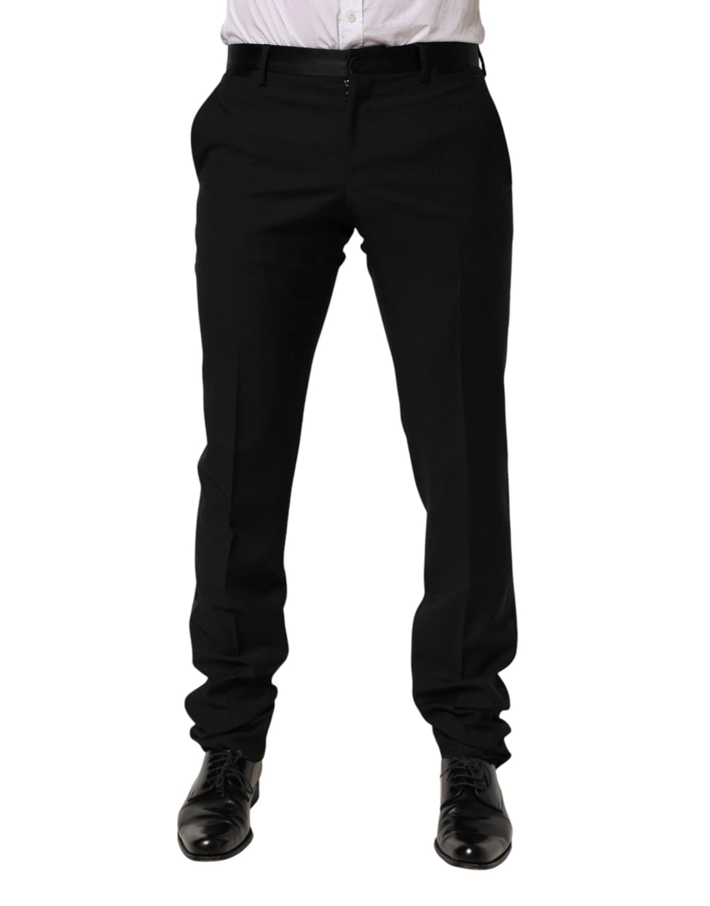 Dolce & Gabbana Black Wool Formal Dress Men Trouser Pants - IT48 | M - Trousers