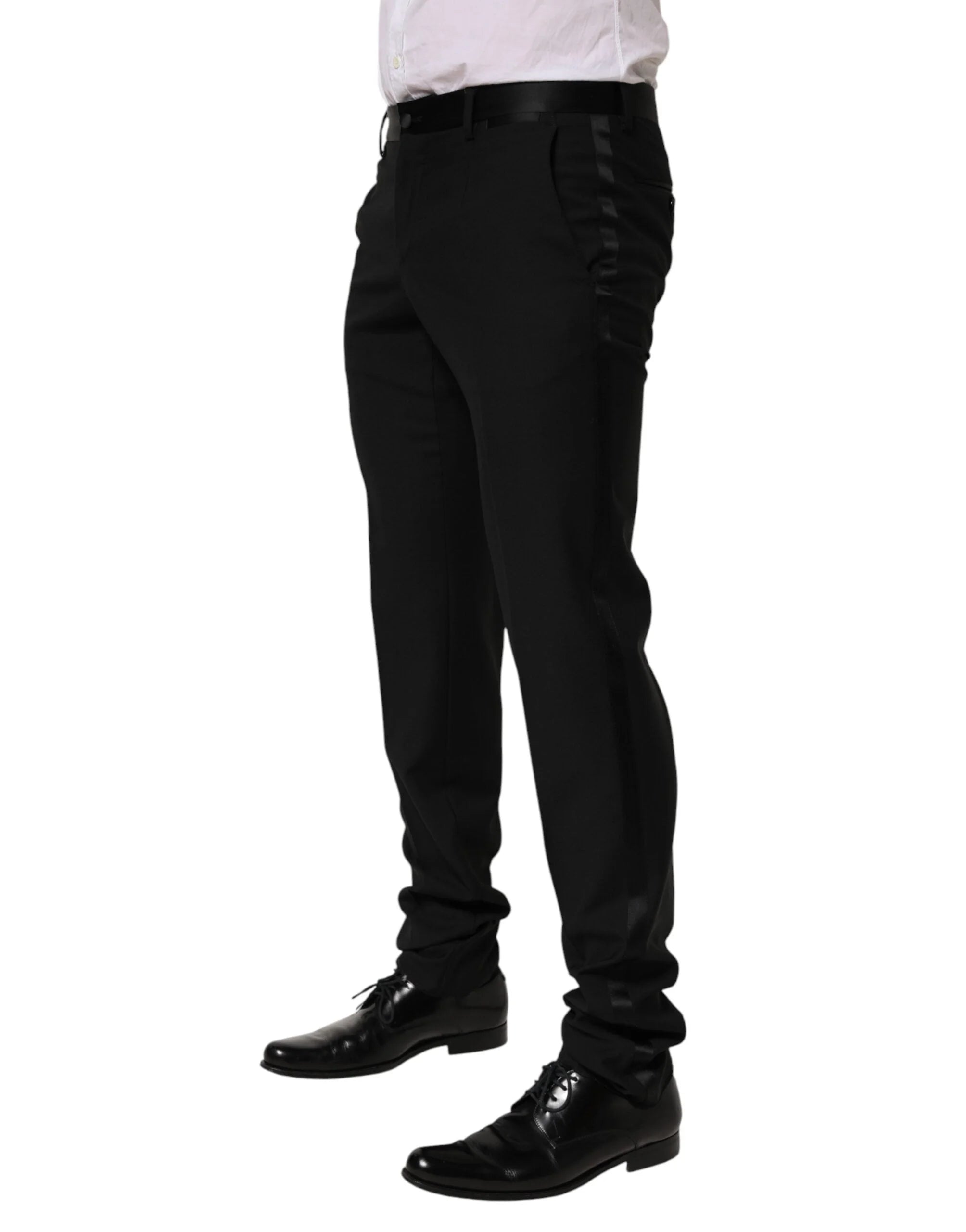 Dolce & Gabbana Black Wool Formal Dress Men Trouser Pants - IT48 | M - Trousers