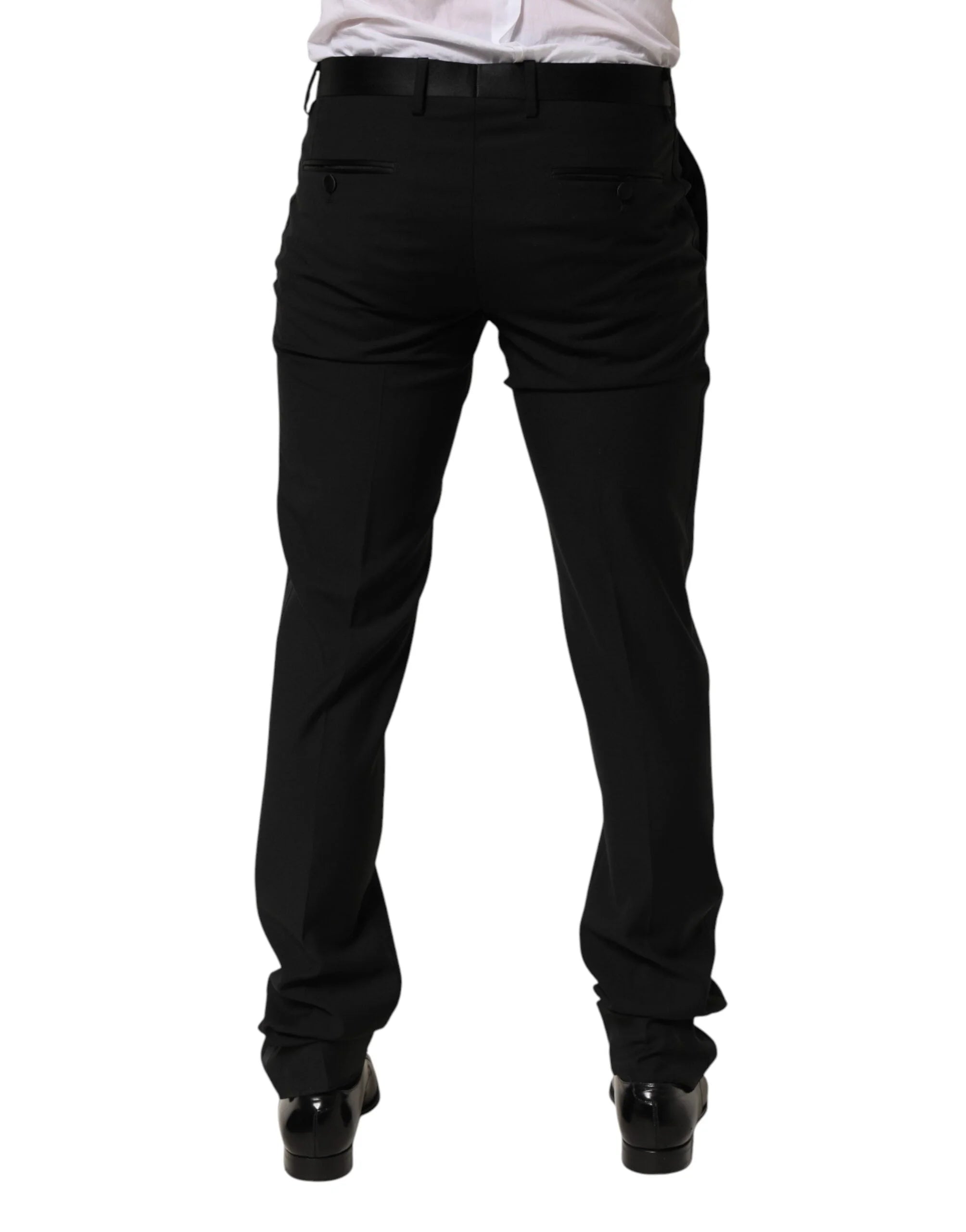 Dolce & Gabbana Black Wool Formal Dress Men Trouser Pants - IT48 | M - Trousers