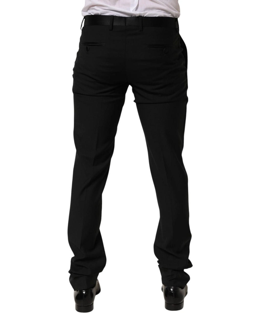 Dolce & Gabbana Black Wool Formal Dress Men Trouser Pants - IT48 | M - Trousers