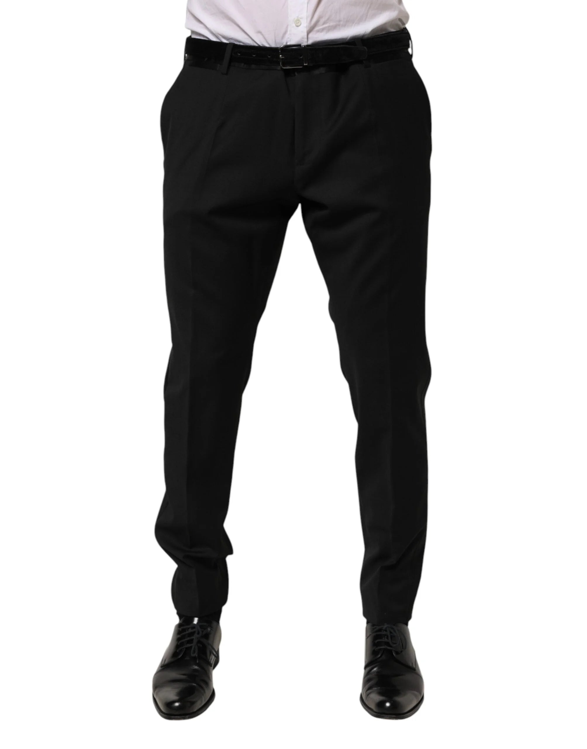 Dolce & Gabbana Black Wool Formal Dress Men Trouser Pants - IT50 | L - Trousers