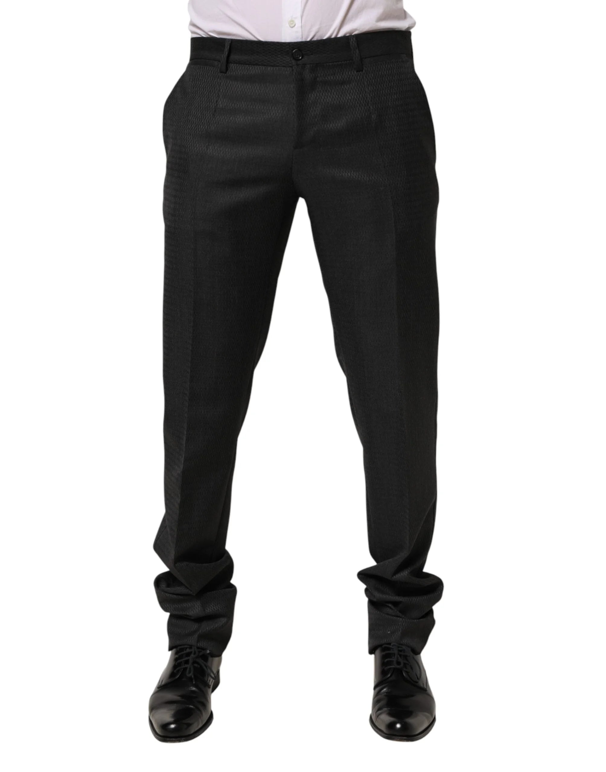 Dolce & Gabbana Black Wool Formal Dress Men Trouser Pants - IT50 | L - Trousers