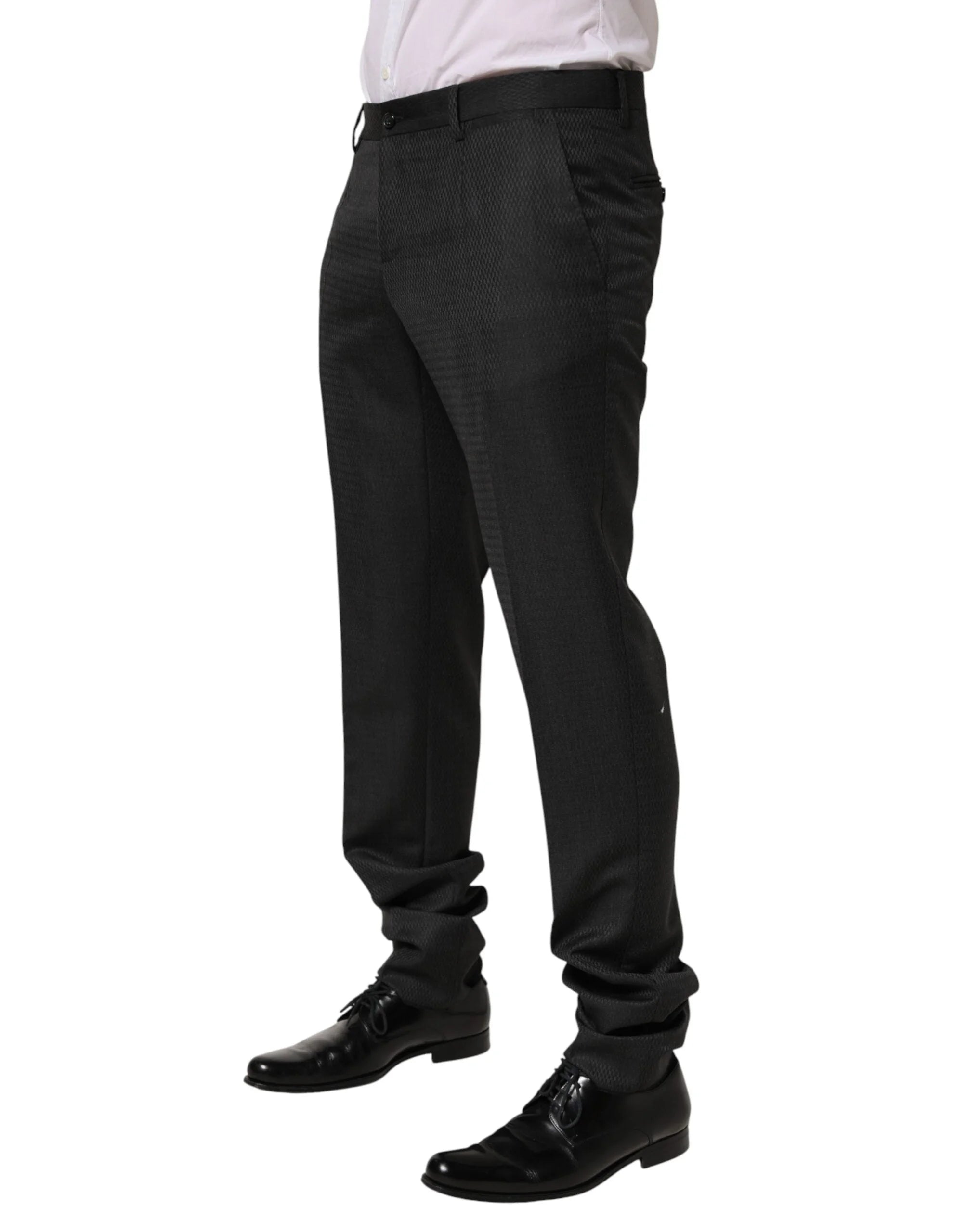 Dolce & Gabbana Black Wool Formal Dress Men Trouser Pants - IT50 | L - Trousers