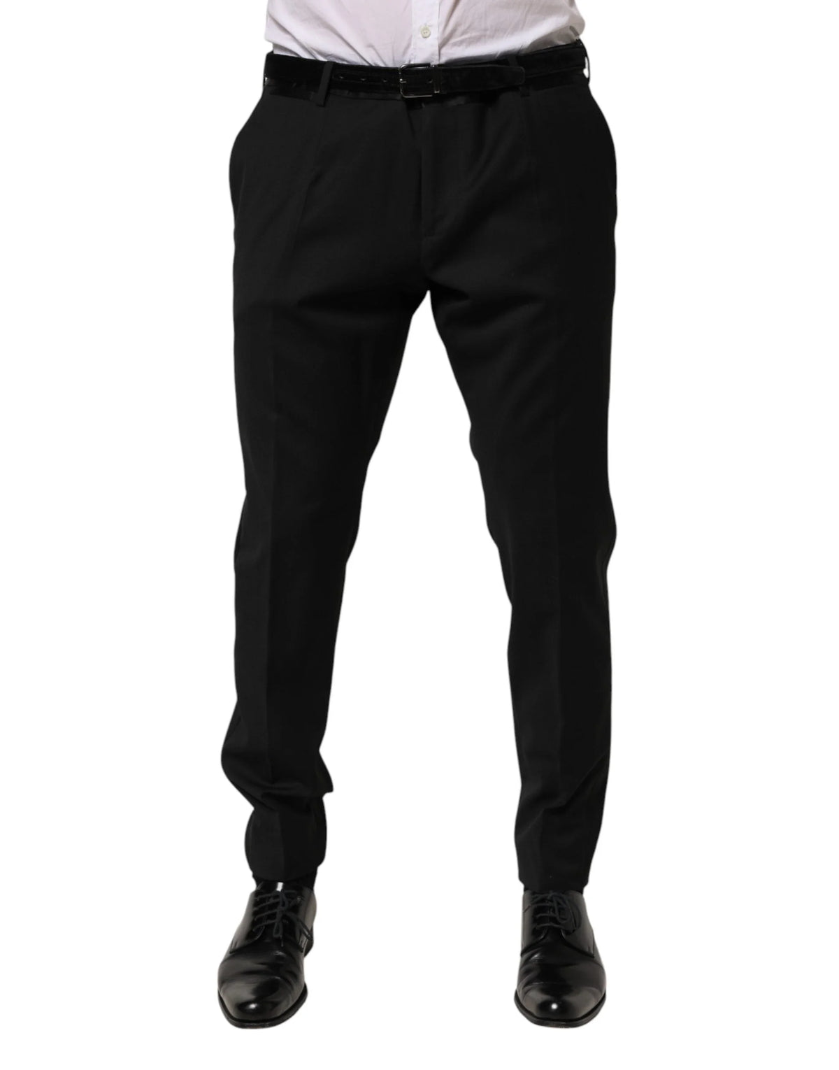 Dolce & Gabbana Black Wool Formal Dress Men Trouser Pants - IT50 | L - Trousers