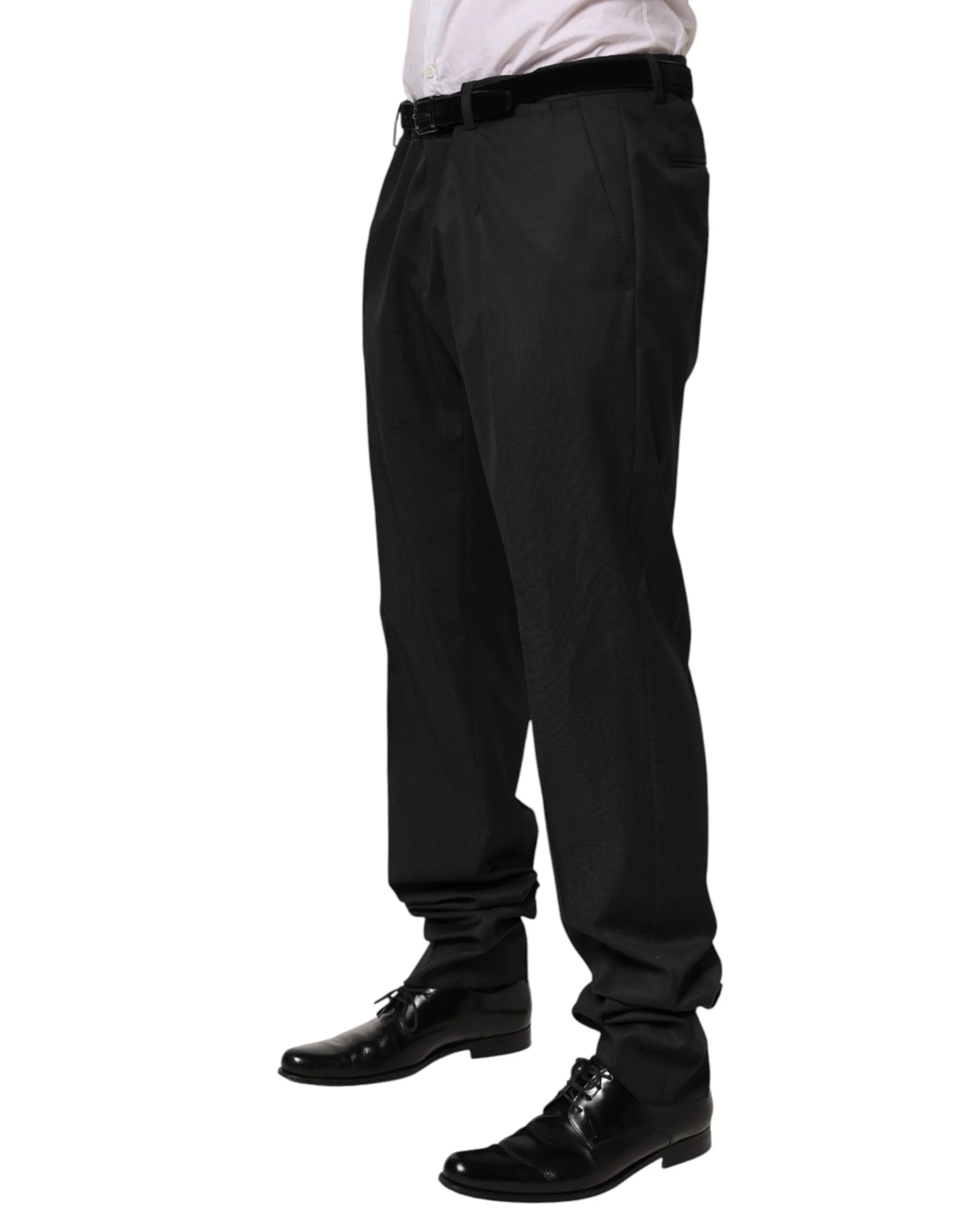 Dolce & Gabbana Black Wool Formal Dress Men Trouser Pants - IT58 | XXL - Trousers
