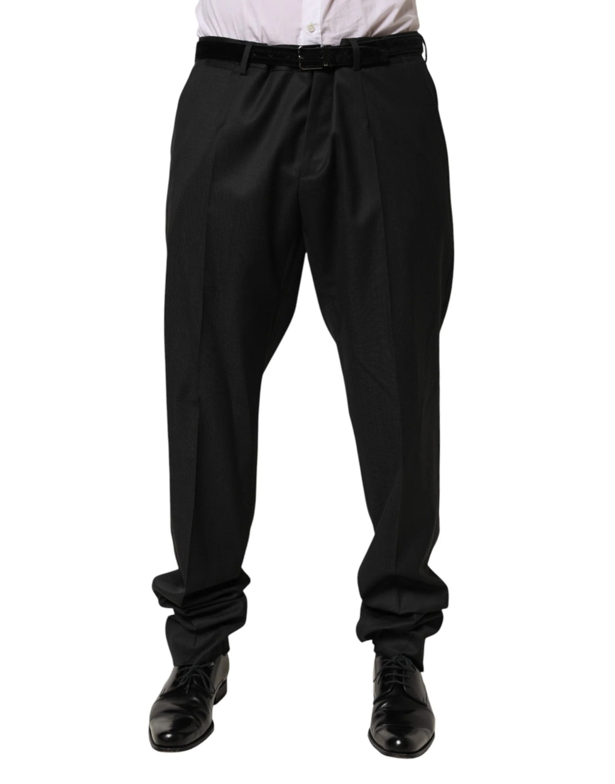 Dolce & Gabbana Black Wool Formal Dress Men Trouser Pants - IT58 | XXL - Trousers