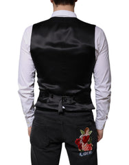 Dolce & Gabbana Black Wool Formal Dress Men Waistcoat Vest - IT50 | L - Vests