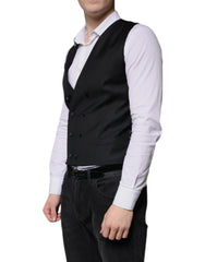 Dolce & Gabbana Black Wool Formal Dress Men Waistcoat Vest - IT50 | L - Vests