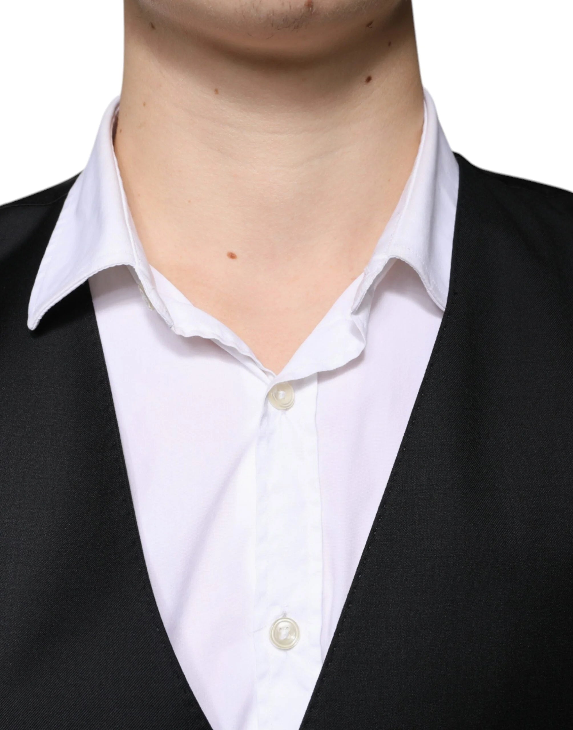 Dolce & Gabbana Black Wool Formal Dress Men Waistcoat Vest - IT50 | L - Vests