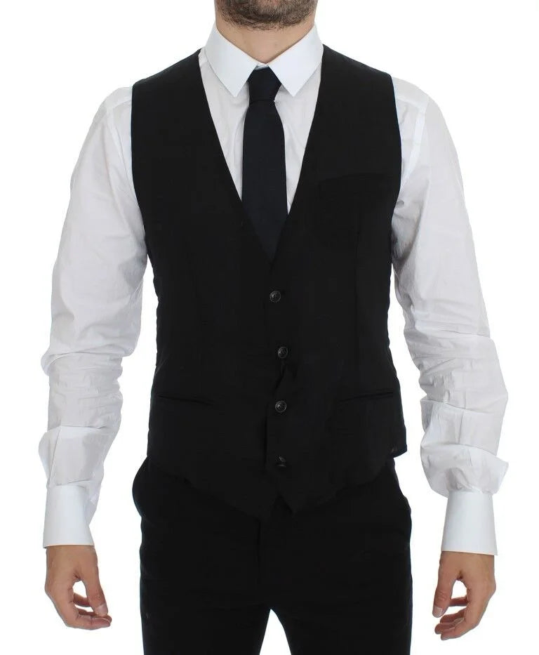Dolce & Gabbana Black Wool Formal Dress Vest Gilet Jacket - IT46 | S - Vests