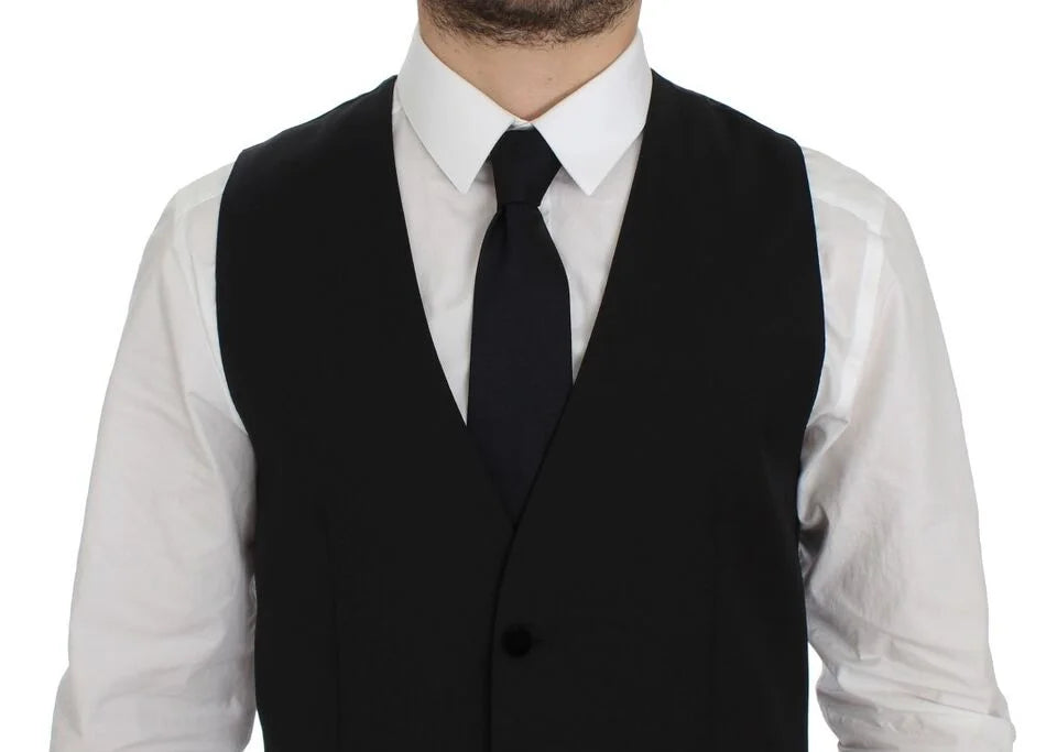 Dolce & Gabbana Black Wool Formal Dress Vest Gilet Weste - IT48 | M - Vests