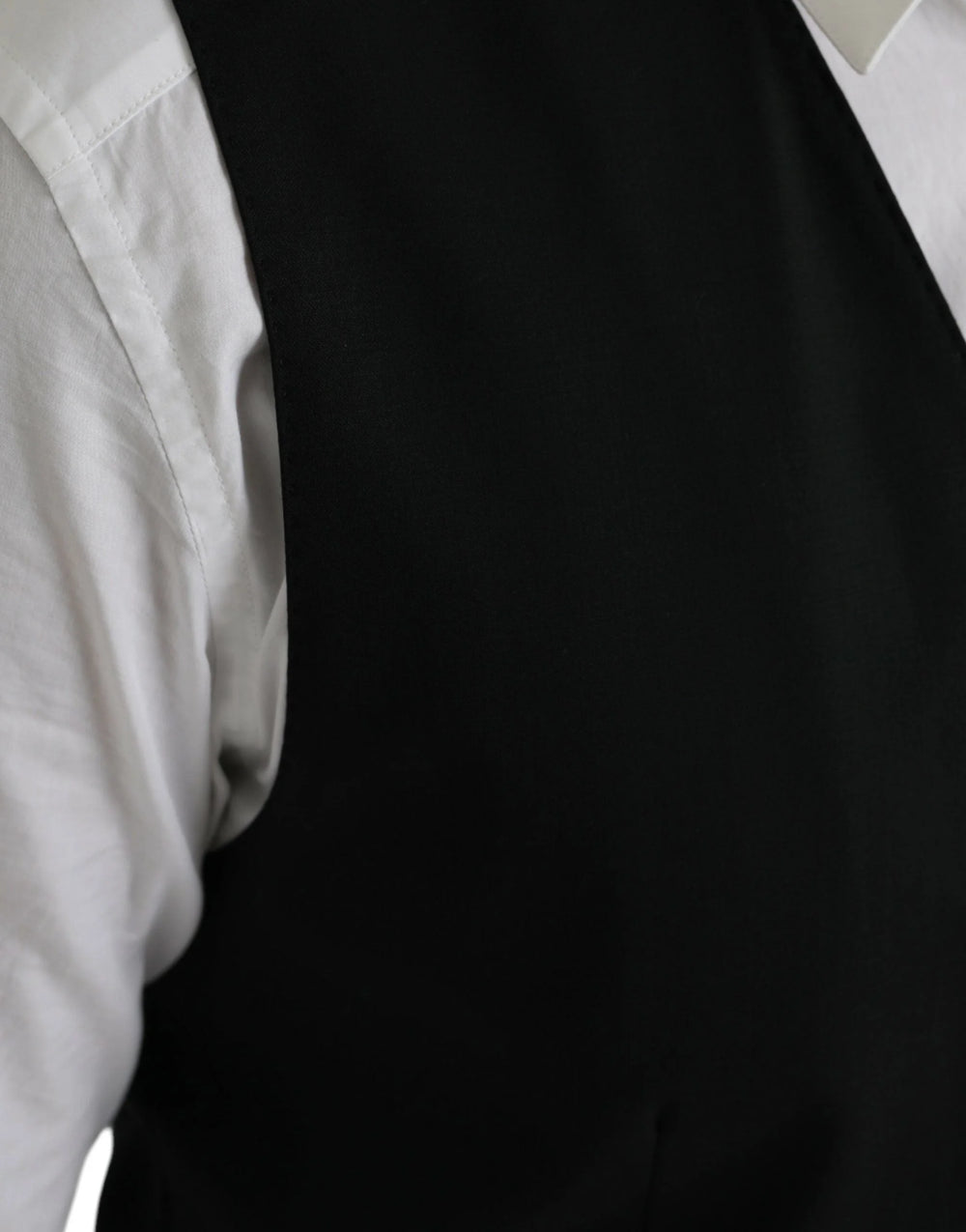 Dolce & Gabbana Black Wool Formal Dress Waistcoat Vest - IT48 | M - Vests