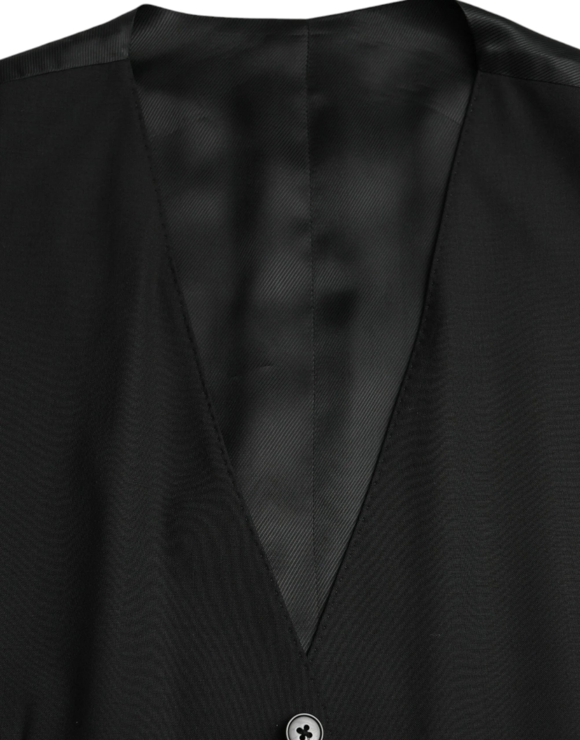 Dolce & Gabbana Black Wool Formal Dress Waistcoat Vest - IT48 | M - Vests