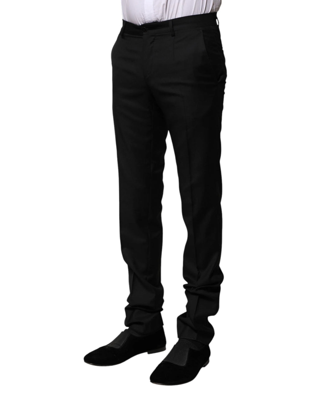 Dolce & Gabbana Black Wool Formal Men Slim Pants - IT44 | XS - Trousers