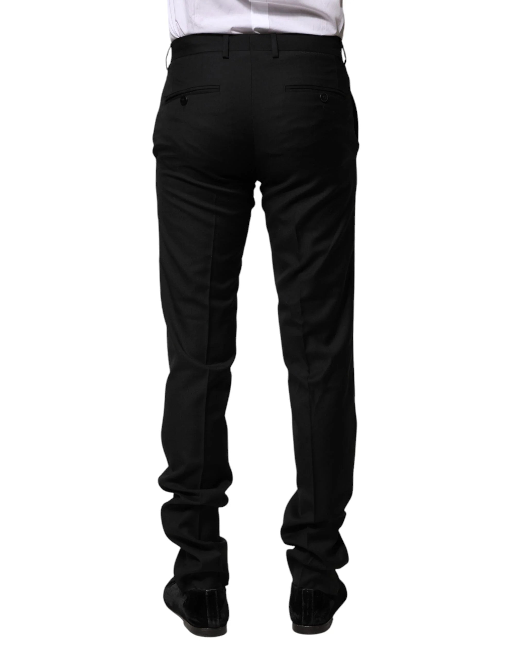 Dolce & Gabbana Black Wool Formal Men Slim Pants - IT44 | XS - Trousers