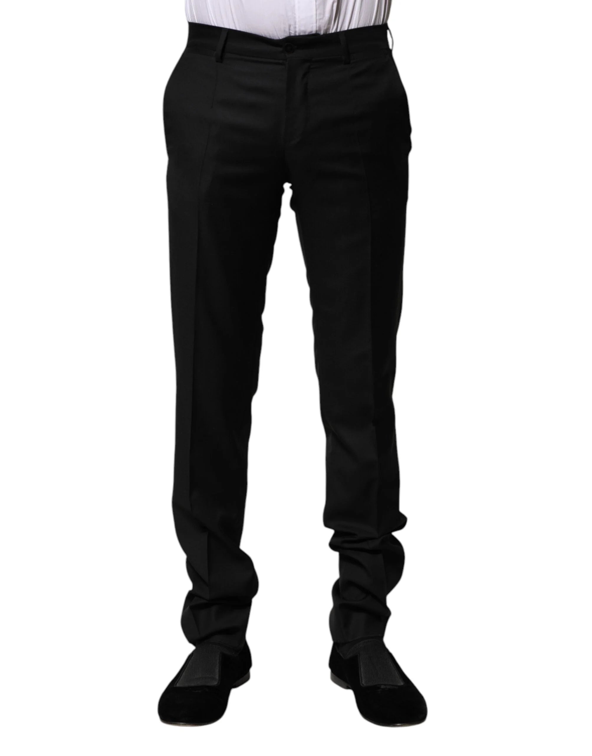 Dolce & Gabbana Black Wool Formal Men Slim Pants - IT44 | XS - Trousers