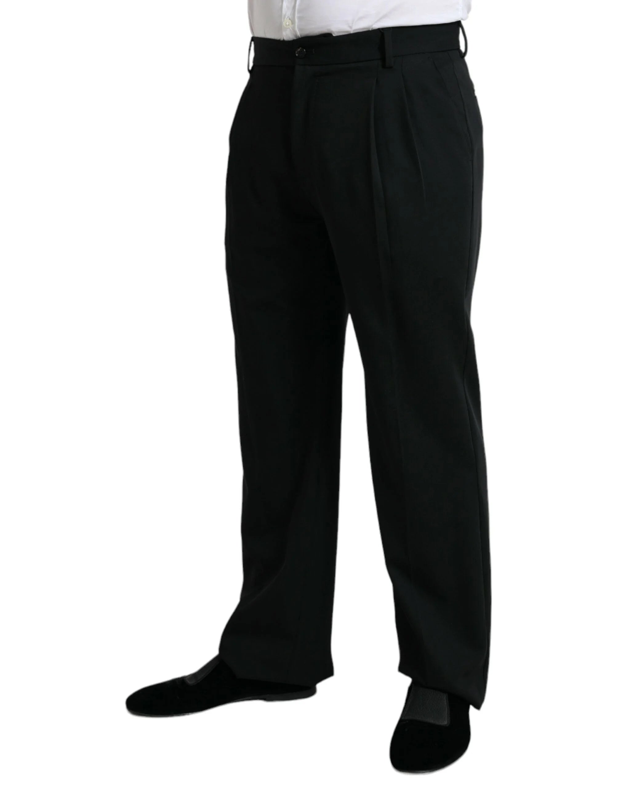 Dolce & Gabbana Black Wool Formal Straight Fit Dress Pants - IT48 | M - Trousers