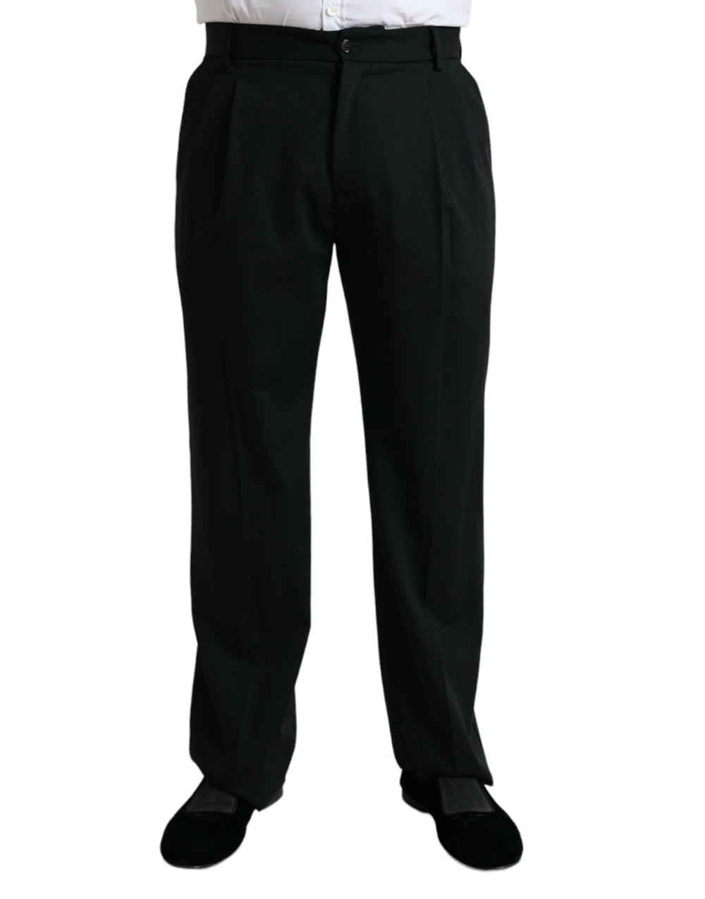 Dolce & Gabbana Black Wool Formal Straight Fit Dress Pants - IT48 | M - Trousers