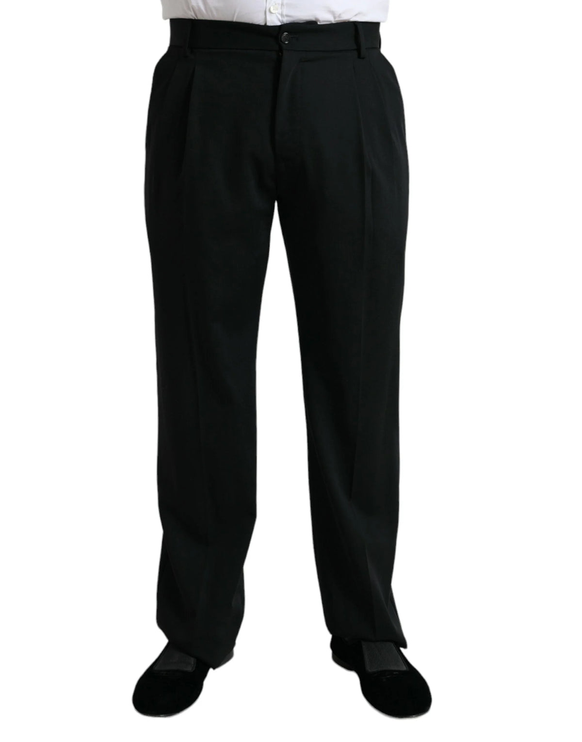 Dolce & Gabbana Black Wool Formal Straight Fit Dress Pants - IT48 | M - Trousers