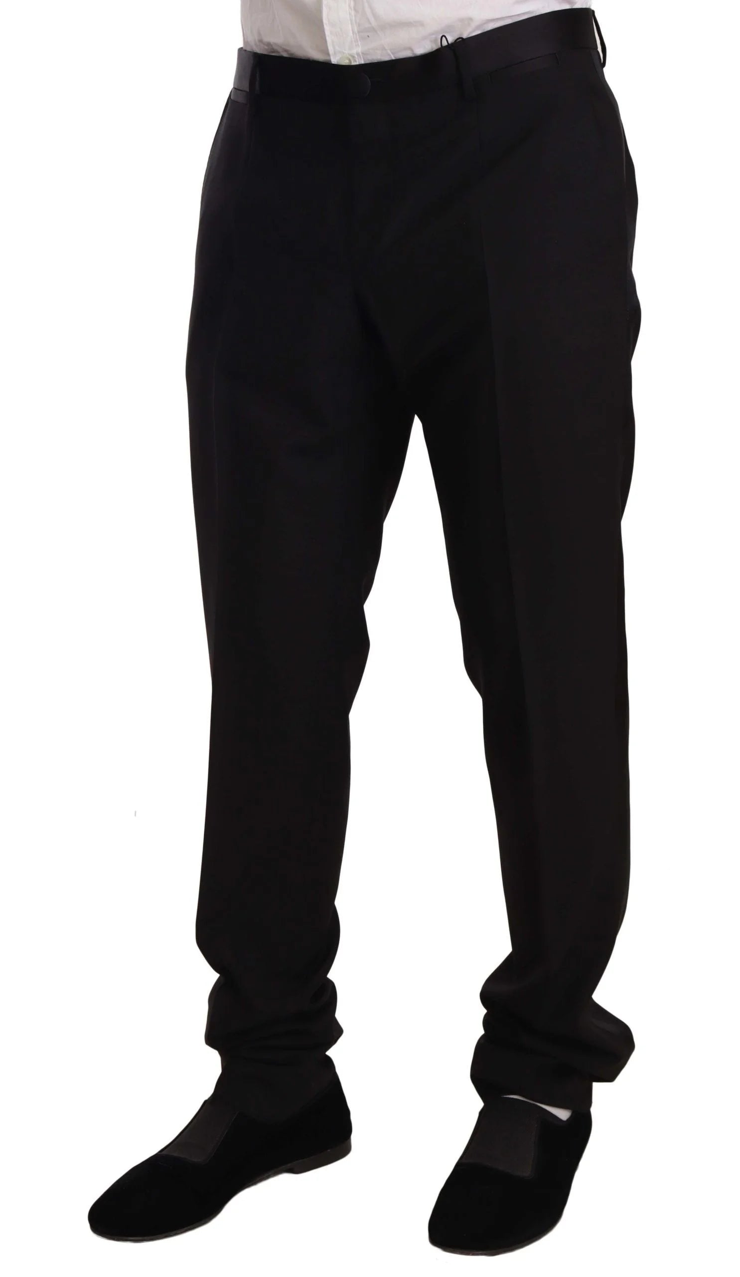 Dolce & Gabbana Black Wool Formal Tuxedo Trouser Pants - IT56 | XXL - Trousers
