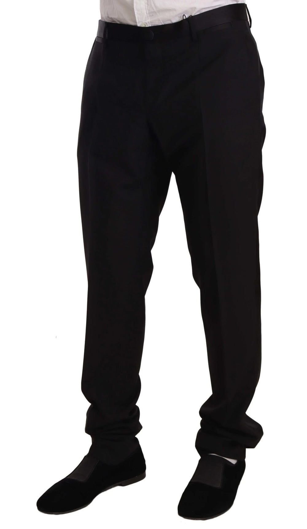 Dolce & Gabbana Black Wool Formal Tuxedo Trouser Pants - IT56 | XXL - Trousers