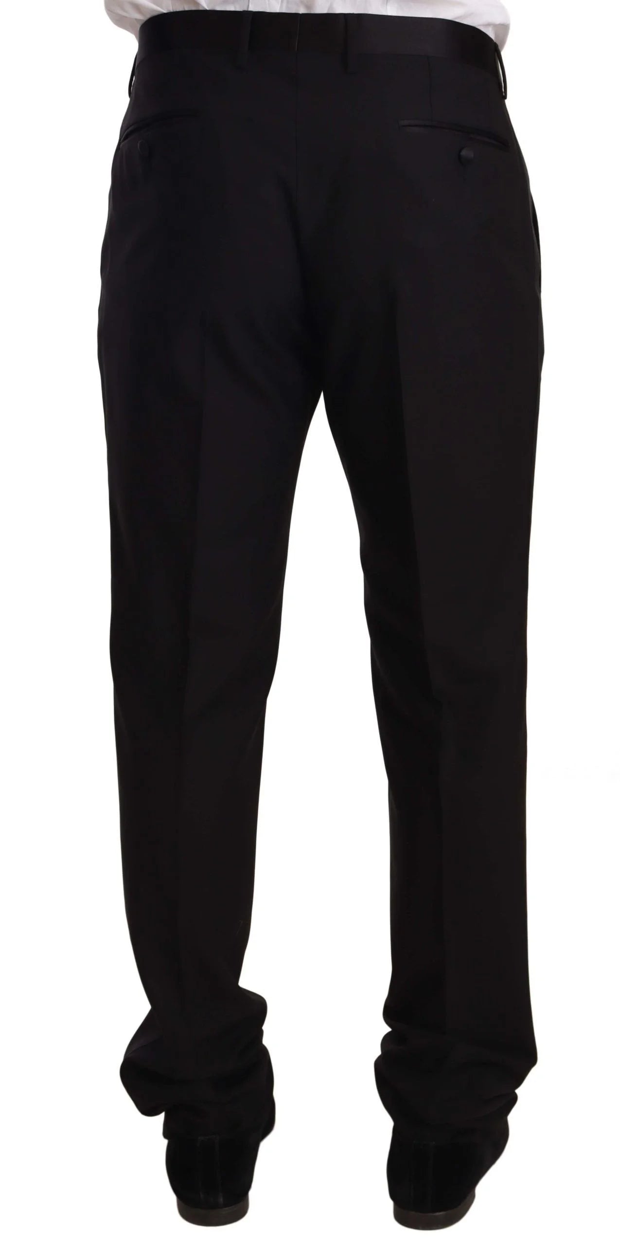 Dolce & Gabbana Black Wool Formal Tuxedo Trouser Pants - IT56 | XXL - Trousers