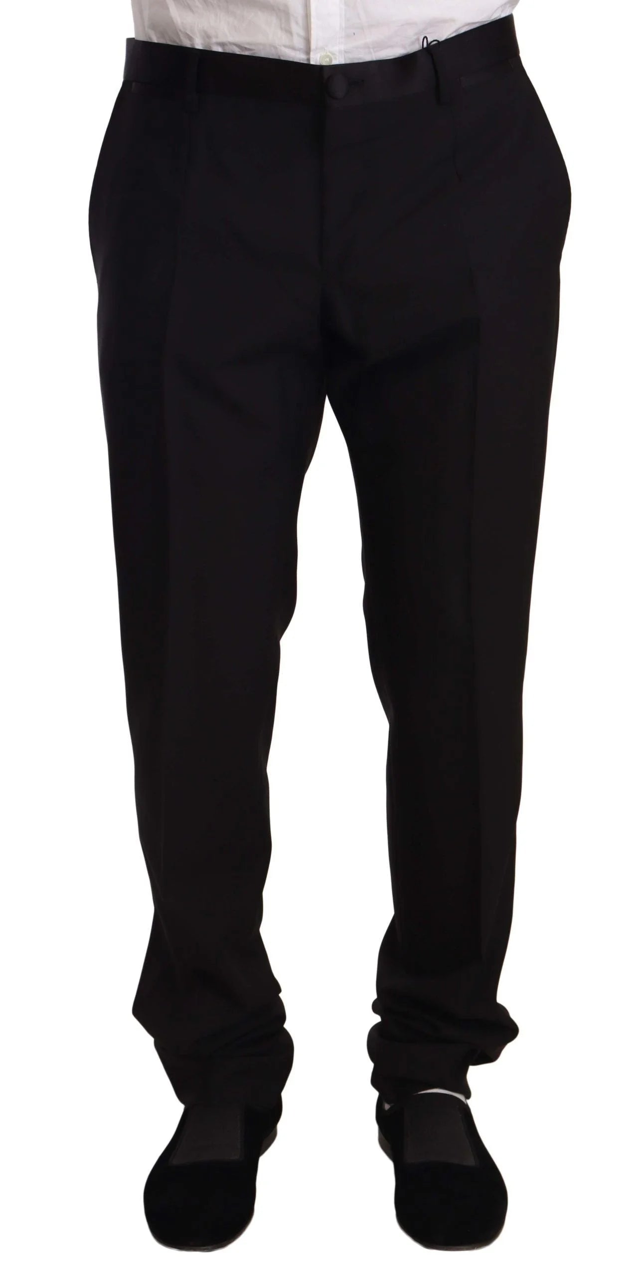 Dolce & Gabbana Black Wool Formal Tuxedo Trouser Pants - IT56 | XXL - Trousers