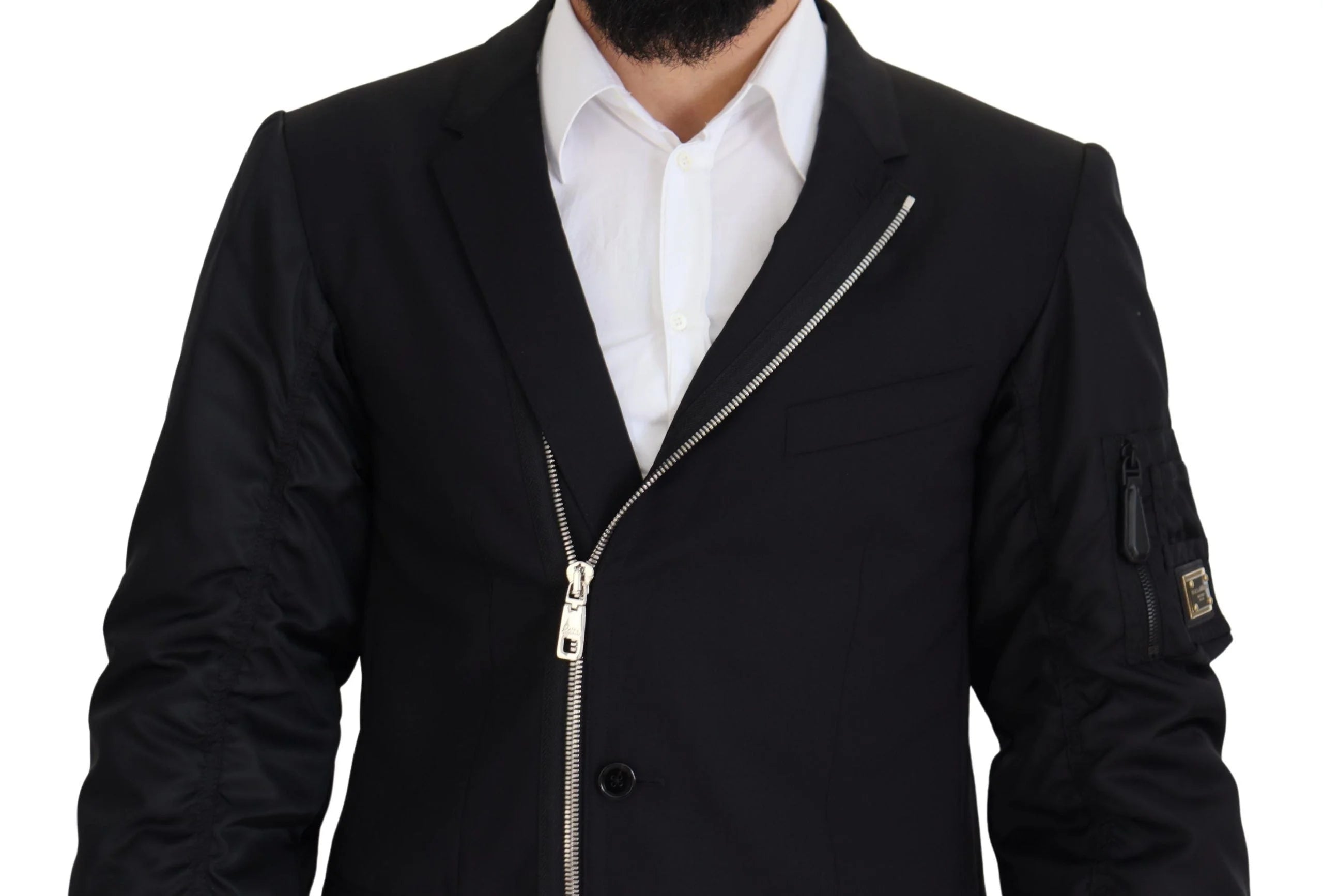Dolce & Gabbana Black Wool Full Zip Long Sleeves Jacket - IT50 | L - Sport Jackets