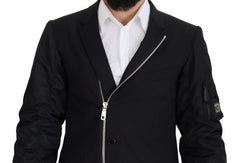 Dolce & Gabbana Black Wool Full Zip Long Sleeves Jacket - IT50 | L - Sport Jackets