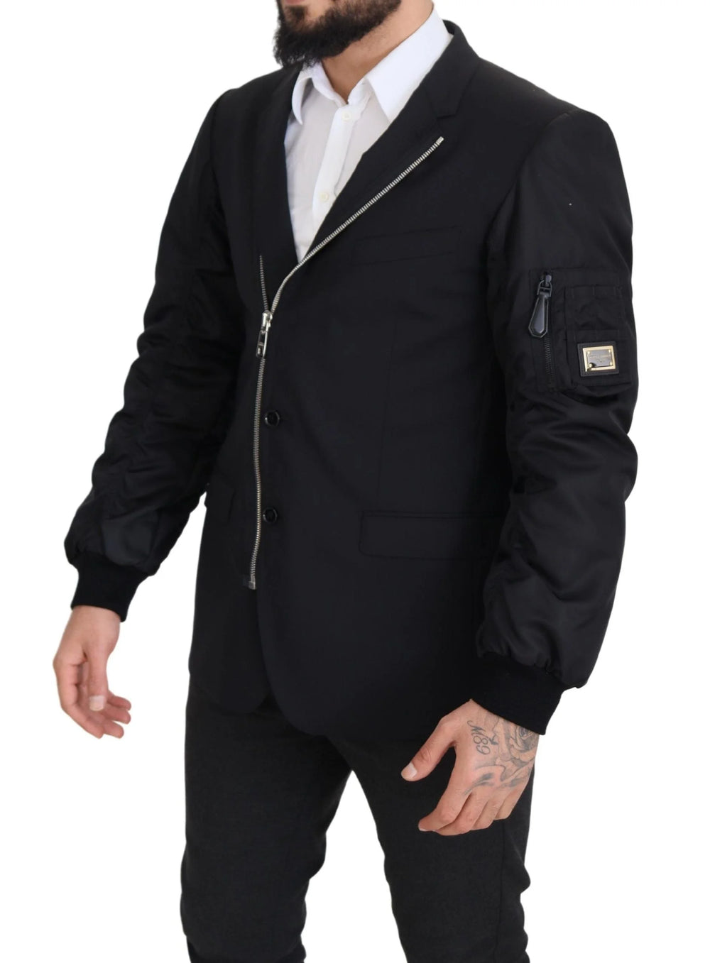 Dolce & Gabbana Black Wool Full Zip Long Sleeves Jacket - IT50 | L - Sport Jackets