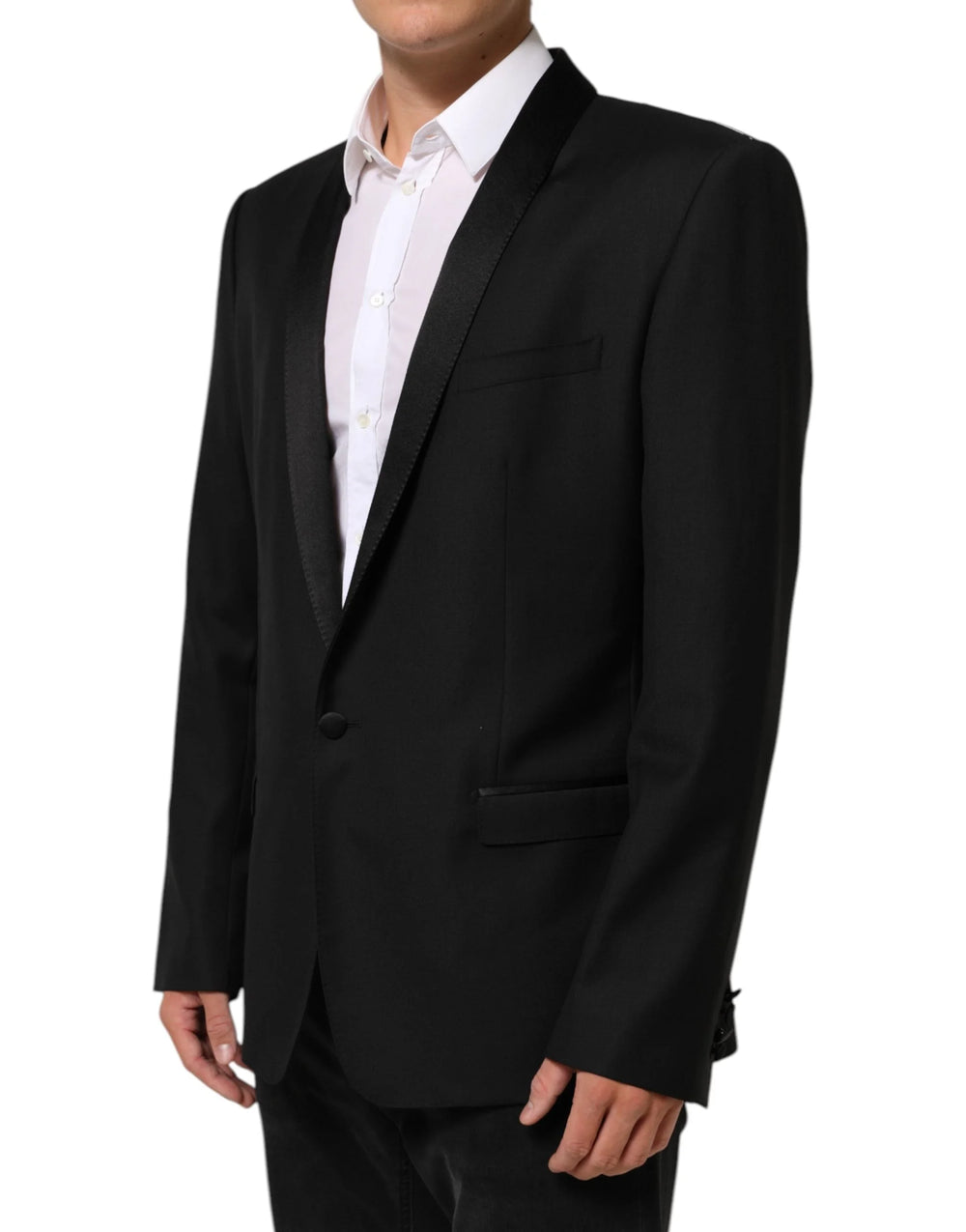 Dolce & Gabbana Black Wool GOLD 1 Button Men Suit Blazer - IT56 | XXL - Sport Jackets